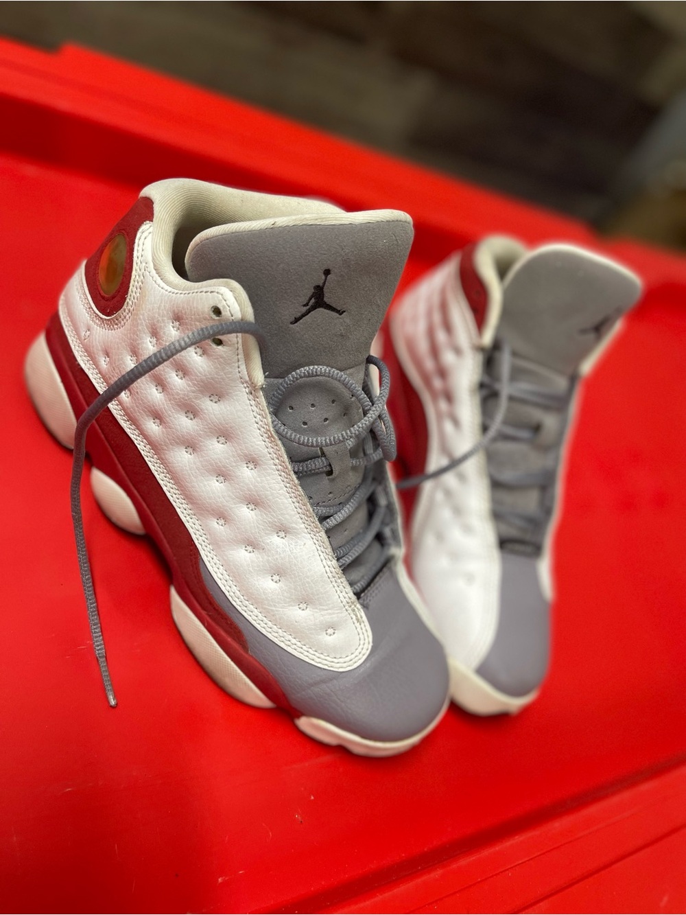 Jordan Kids' Retro Sneakers in White, Gray & Red Accents